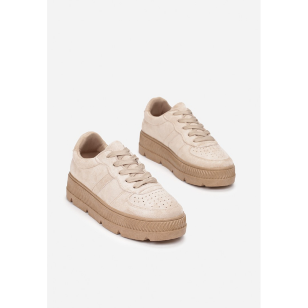 8377-42-beige (1) Beżowe sneakersy damskie na platformie VICES